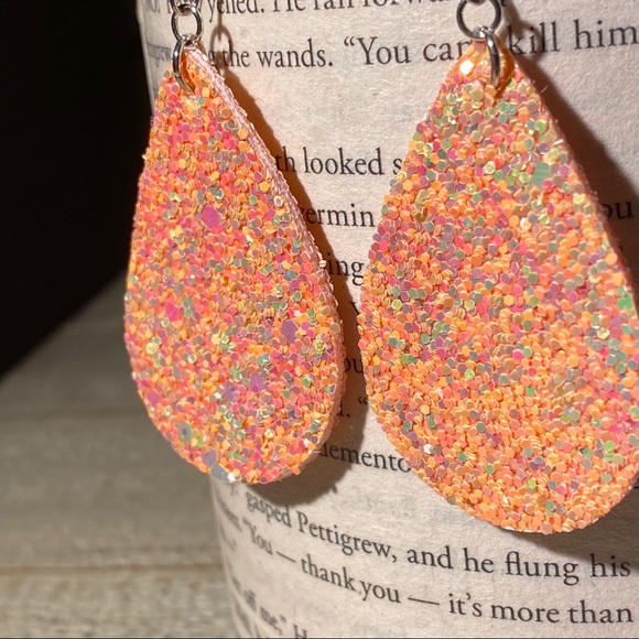3 for $15 Orange Yellow Iridescent Glitter Earring - Picture 2 of 5